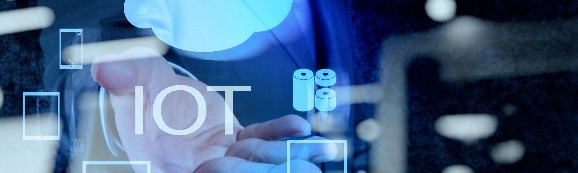 hand showing internet of things word diagram
