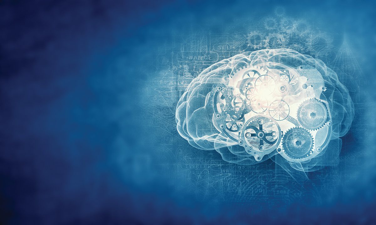 illustration of brain with mechanical parts
