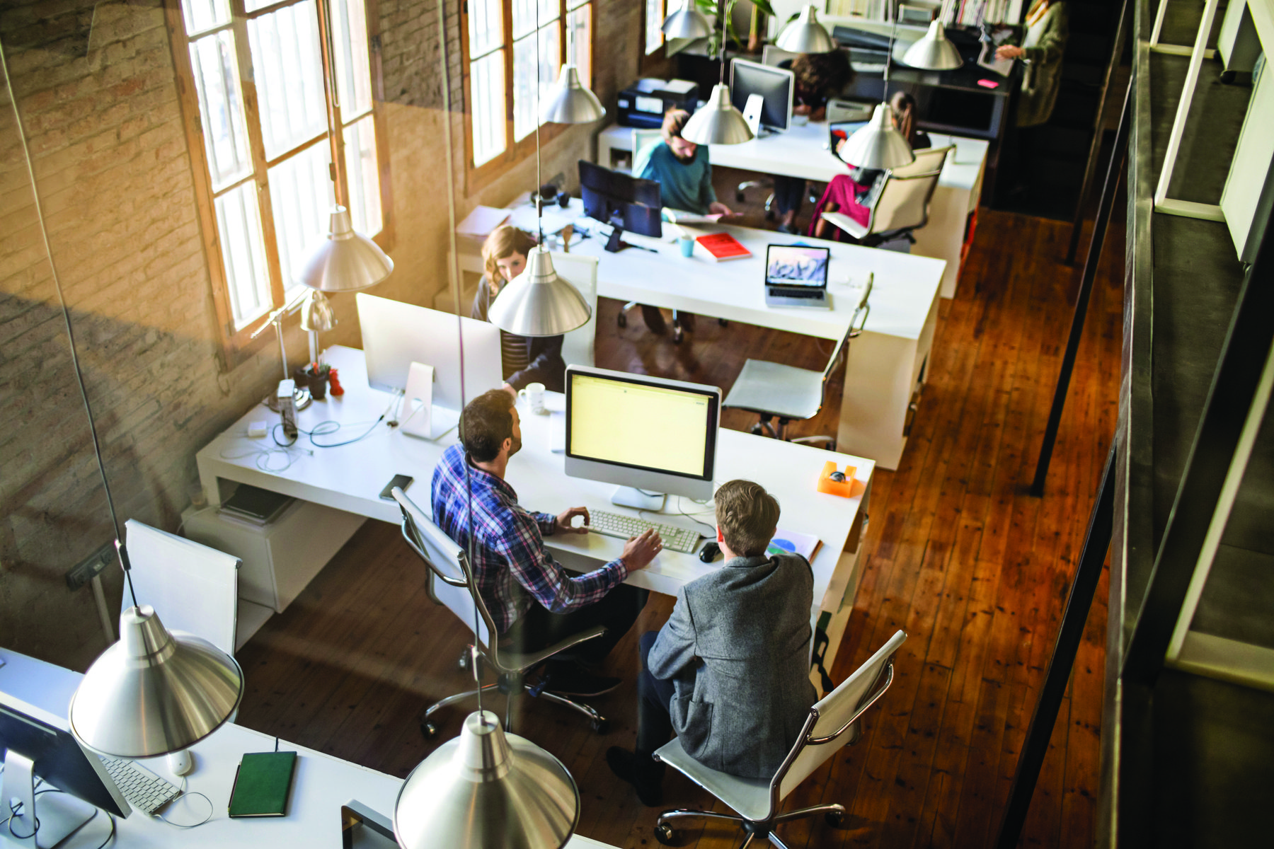 overhead view of open floor plan work space