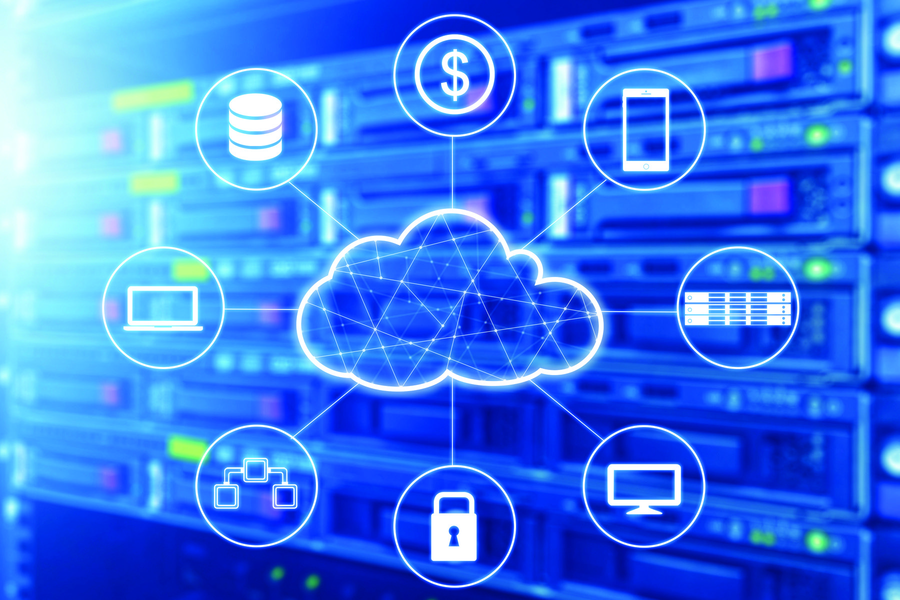 Cloud technology connected all devices with server and storage
