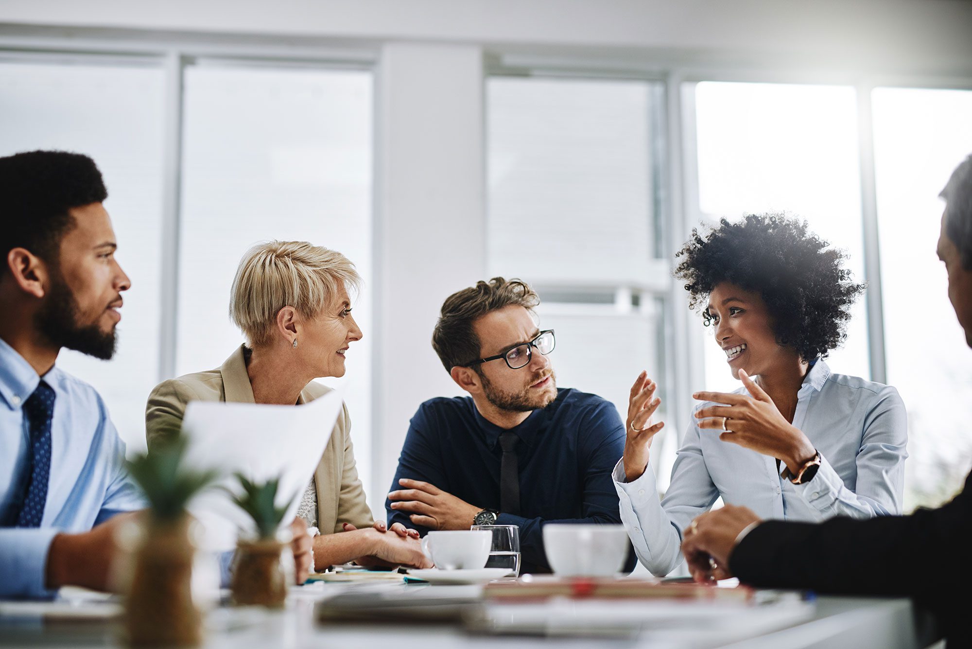 business woman sharing her ideas during meeting