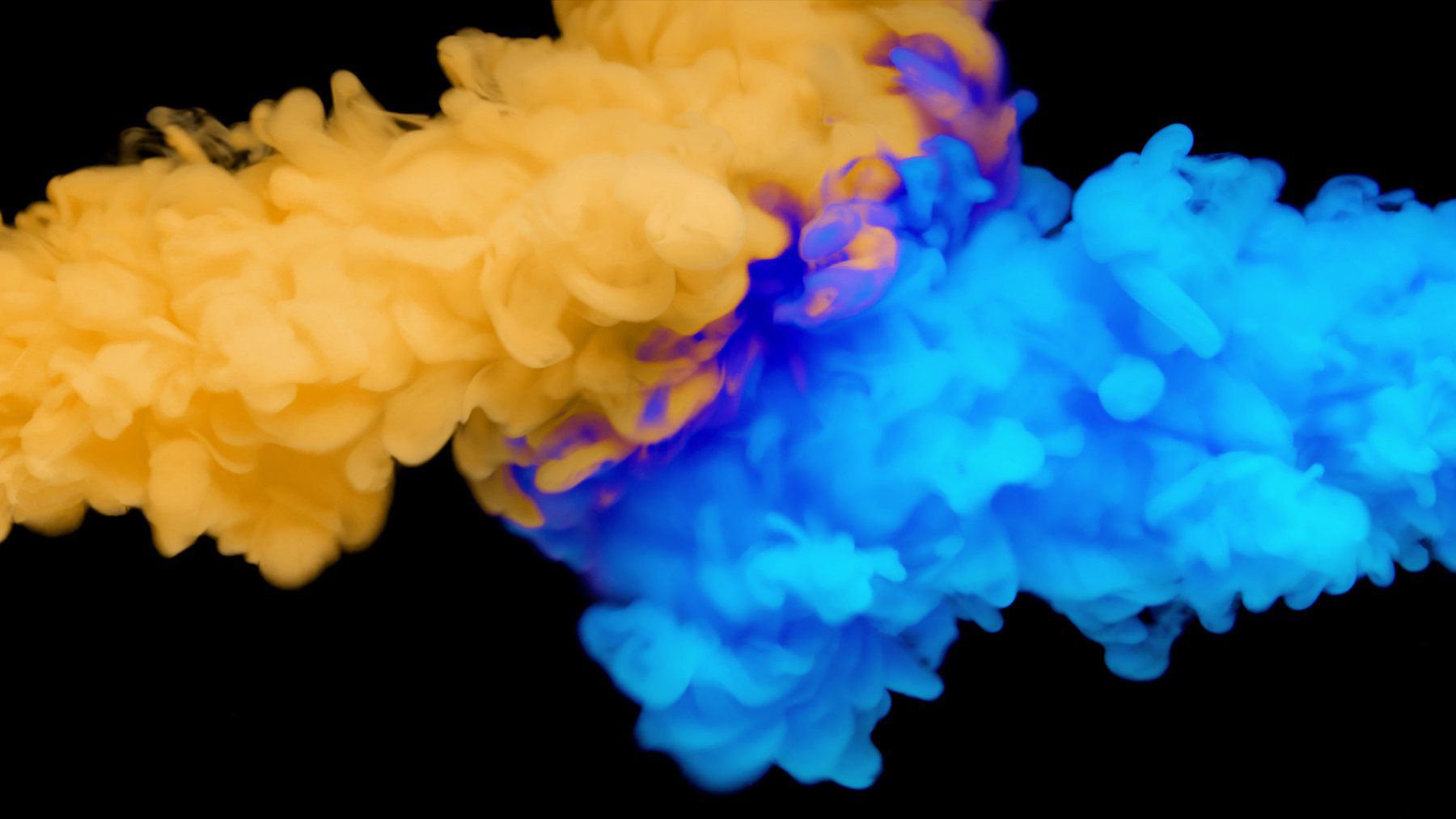 orange and blue powder thrown at eachother