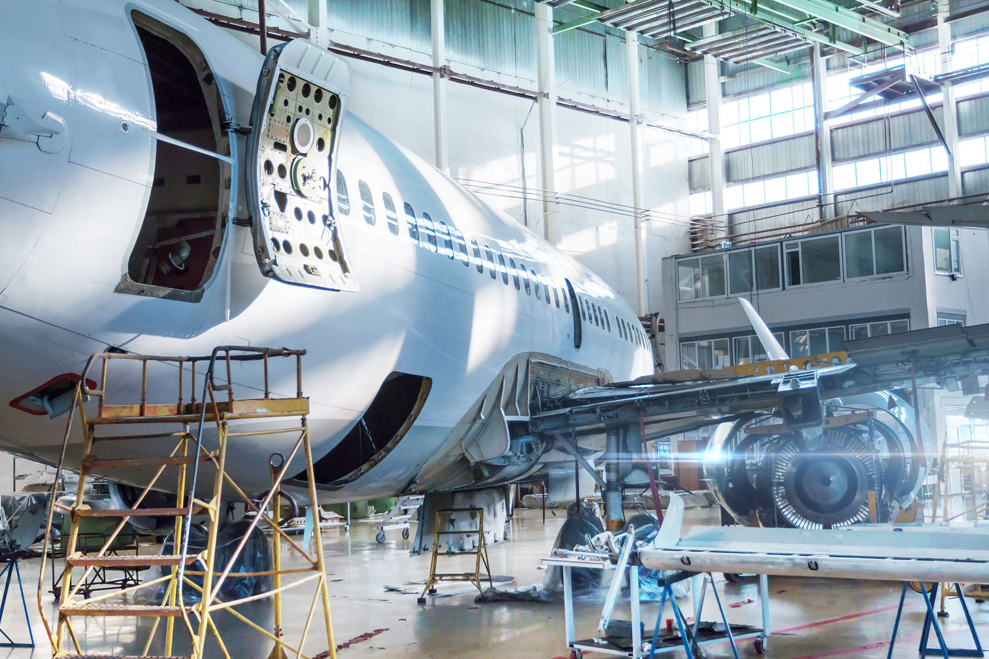 Airplane in warehouse