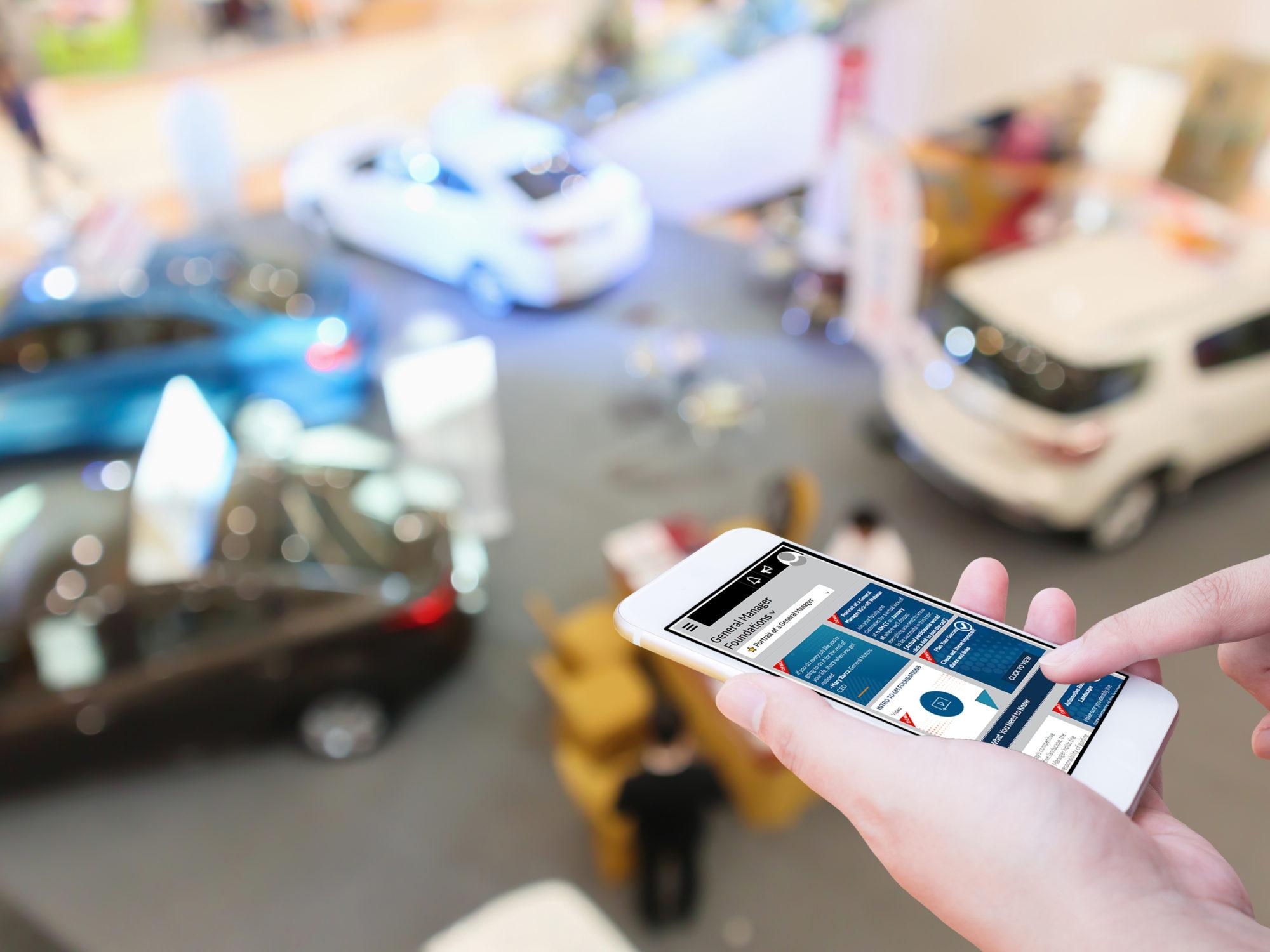 smart phone with car dealership