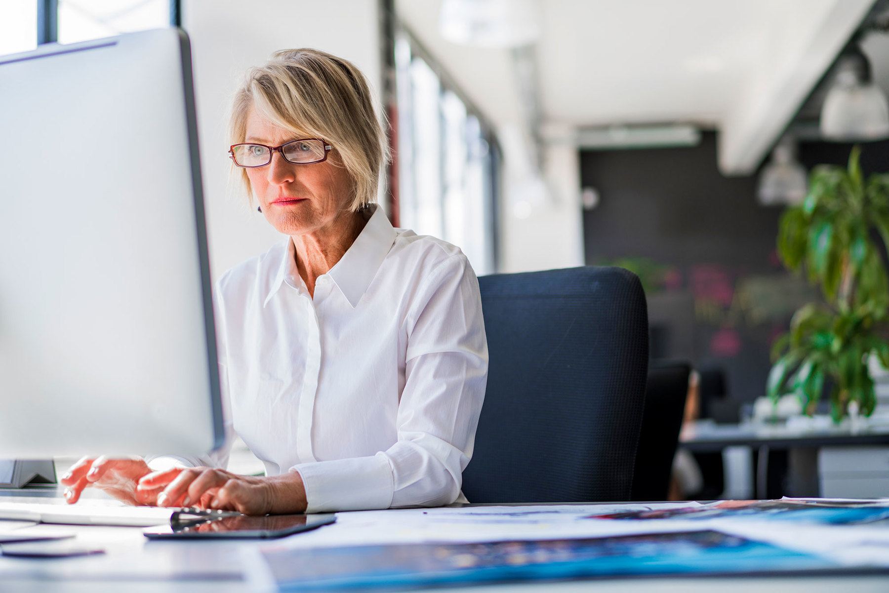 female at computer