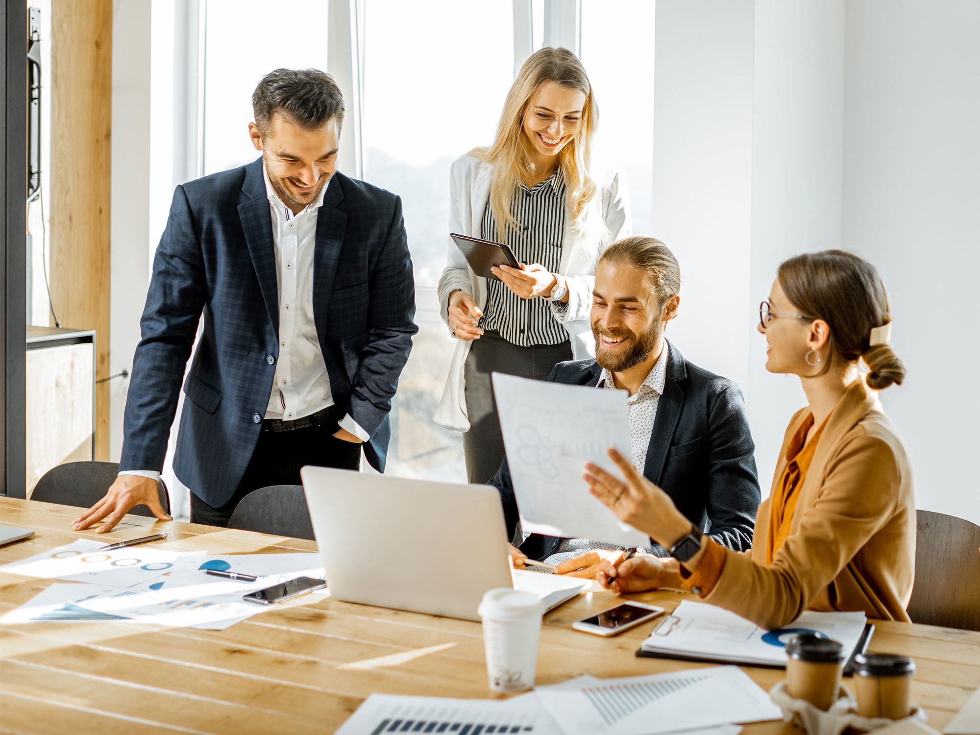 Group of office employees in a meeting