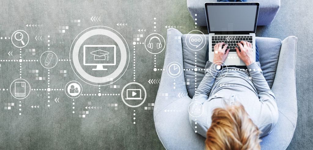 E-Learning with man using a laptop