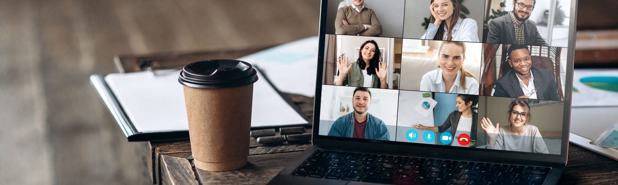video conference business colleague comminacation online freelancer distant work laptop man woman