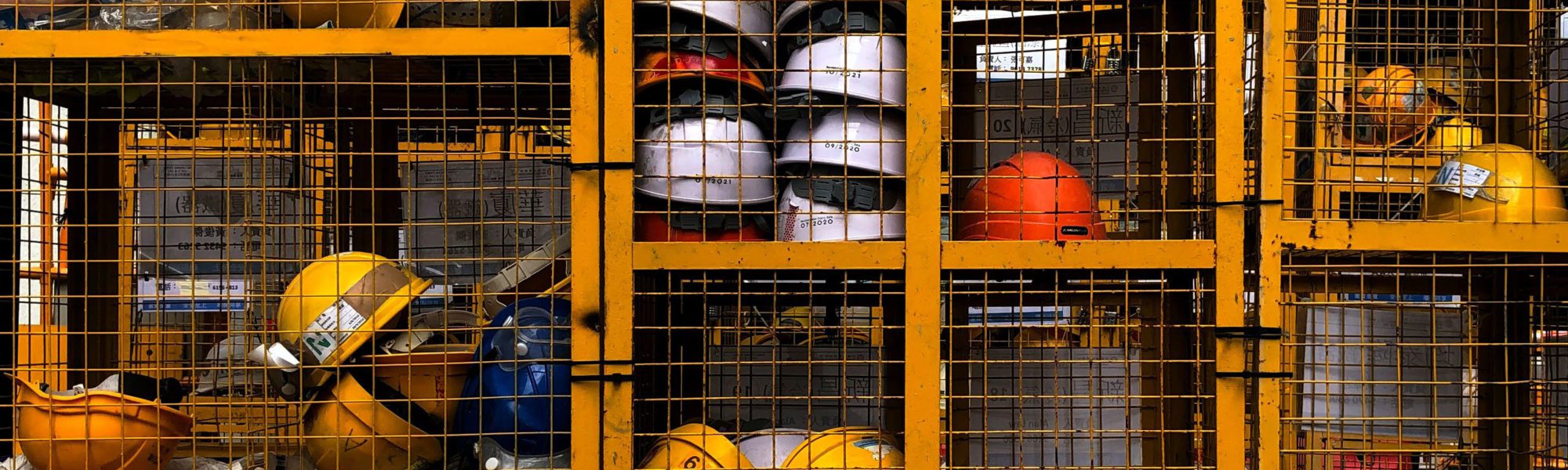 Construction PPE in caged storage